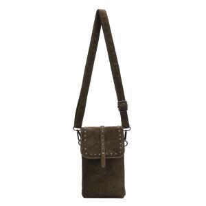 Damen Tasche Crossbody Handytasche Nieten Umhängetasche Wildleder-Optik Bodybag Schultertasche Crossover Smartphone Geldbörse Brusttasche Samt Brieftasche Abend
