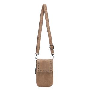 Damen Tasche Bodybag Handytasche Nieten Crossbody Umhängetasche Wildleder-Optik Schultertasche Crossover Smartphone Geldbörse Brusttasche Samt Brieftasche Abend