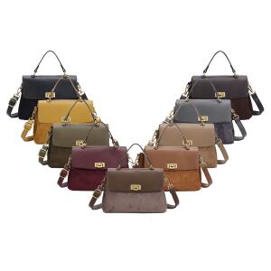 DAMEN TASCHE MINI Shopper Schultertasche Bodybag Wildleder-Optik Umhängetasche Crossover Samt Henkeltasche Freizeit Bag Messenger Crossbody