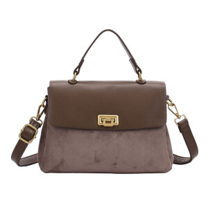 DAMEN TASCHE MINI Shopper Schultertasche Bodybag Wildleder-Optik Umhängetasche Crossover Samt Henkeltasche Freizeit Bag Messenger Crossbody