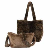 DAMEN TASCHE XXL SET 2in1 Shopper PELZTASCHE Tote Bag Shopper Leopard Print Handtasche Umhängetasche Leo Crossbody Teddytasche Schultertasche Plüsch Beuteltasche Kunstpelz Reisetasche Shopping