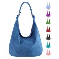 Made in Italy Damen XXL Ledertasche Wildleder Hobo Bag Shopper Tasche Schultertasche Beuteltasche City Reise Freizeit Urlaub Umhängetasche