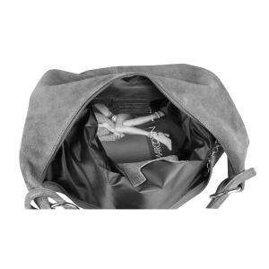 Made in Italy Damen XXL Ledertasche Wildleder Hobo Bag Shopper Tasche Schultertasche Beuteltasche City Reise Freizeit Urlaub Umhängetasche Taupe