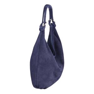 Made in Italy Damen XXL Ledertasche Wildleder Hobo Bag Shopper Tasche Schultertasche Beuteltasche City Reise Freizeit Urlaub Umhängetasche Dunkelblau