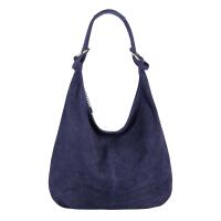 Made in Italy Damen XXL Ledertasche Wildleder Hobo Bag Shopper Tasche Schultertasche Beuteltasche City Reise Freizeit Urlaub Umhängetasche Dunkelblau