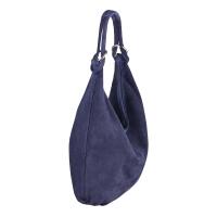 Made in Italy Damen XXL Ledertasche Wildleder Hobo Bag Shopper Tasche Schultertasche Beuteltasche City Reise Freizeit Urlaub Umhängetasche Dunkelblau