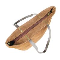 Made in Italy Damen Tasche Leder Velourleder Wildleder Stern Shopper Schultertasche Umhängetasche Cognac