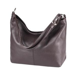 OBC Made in Italy Damen Echt Leder Tasche Shopper Hobo-Bags Schultertasche Umhängetasche Handtasche Henkeltasche Ledertasche Dunkelbraun