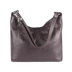 OBC Made in Italy Damen Echt Leder Tasche Shopper Hobo-Bags Schultertasche Umhängetasche Handtasche Henkeltasche Ledertasche Dunkelbraun