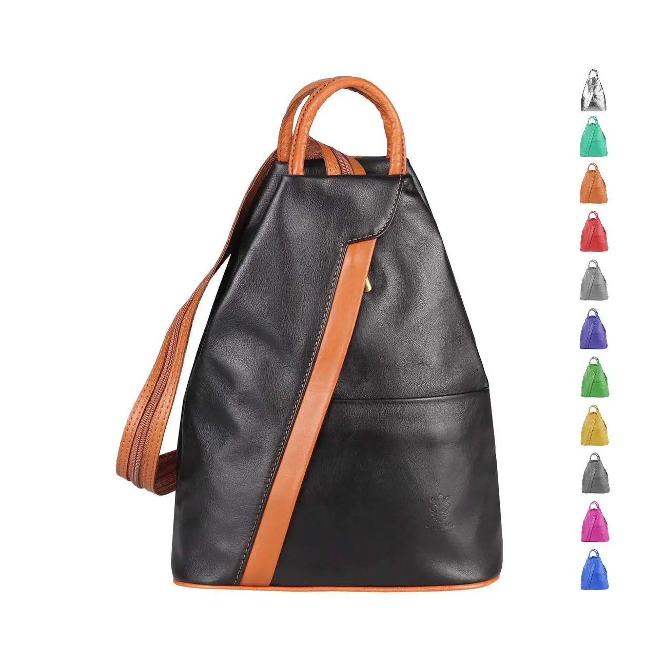 Made in Italy Damen echt Leder Rucksack Backpack...