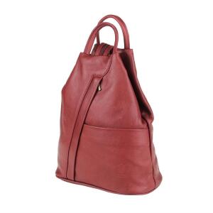Made in Italy Damen echt Leder Rucksack Backpack Lederrucksack Tasche Schultertasche Ledertasche Nappaleder Rot