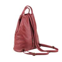 Made in Italy Damen echt Leder Rucksack Backpack Lederrucksack Tasche Schultertasche Ledertasche Nappaleder Rot