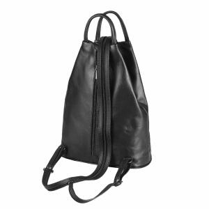 Made in Italy Damen echt Leder Rucksack Backpack Lederrucksack Tasche Schultertasche Ledertasche Nappaleder Schwarz