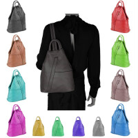 Made in Italy Damen echt Leder Rucksack Backpack Lederrucksack Tasche Schultertasche Ledertasche Nappaleder Dunkelbraun/Moro