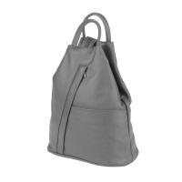 Made in Italy Damen echt Leder Rucksack Backpack Lederrucksack Tasche Schultertasche Ledertasche Nappaleder Taupe-Schwarz