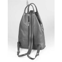 Made in Italy Damen echt Leder Rucksack Backpack Lederrucksack Tasche Schultertasche Ledertasche Nappaleder Grau