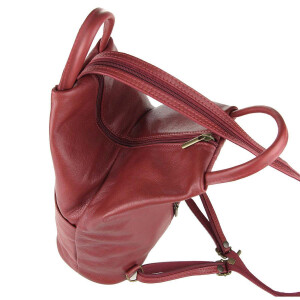 Made in Italy Damen echt Leder Rucksack Backpack Lederrucksack Tasche Schultertasche Ledertasche Nappaleder Dunkelrot