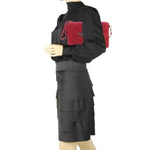 Ital. Stern Tasche Wildleder Ledertasche Schmucktasche Umhängetasche Clutch Borsetta Pochette Schultertasche CrossOver Abendtasche Rot
