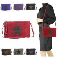 Ital. Stern Tasche Wildleder Ledertasche Schmucktasche Umhängetasche Clutch Borsetta Pochette Schultertasche CrossOver Abendtasche Rot