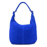 Made in Italy Damen XXL Ledertasche Wildleder Shopper Tasche Schultertasche Umhängetasche Hobo-Bag Beuteltasche Blau-Königsblau