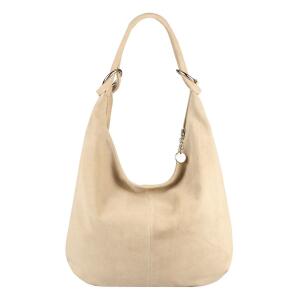 Made in Italy Damen XXL Ledertasche Wildleder Hobo Bag Shopper Tasche Schultertasche Beuteltasche City Reise Freizeit Urlaub Umhängetasche Beige
