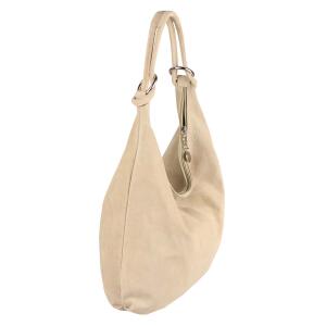 Made in Italy Damen XXL Ledertasche Wildleder Shopper Tasche Schultertasche Umhängetasche Hobo-Bag Beuteltasche Beige