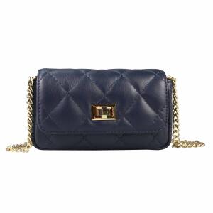 Made in Italy Damen Leder Tasche Mini Bag Ketten Crossbody Schultertasche Abendtasche Handtasche Clutch Henkeltasche Smartphone Überschlagtasche