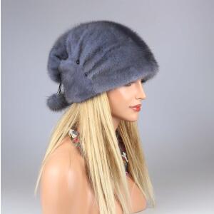 DAMEN NERZ MÜTZE Mink Pelzmütze Fellmütze Wintermütze Kappe Pelzkappe Oversizemütze Beanie