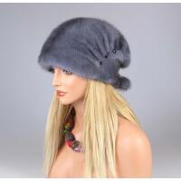 DAMEN NERZ MÜTZE Mink Pelzmütze Fellmütze Wintermütze Kappe Pelzkappe Oversizemütze Beanie