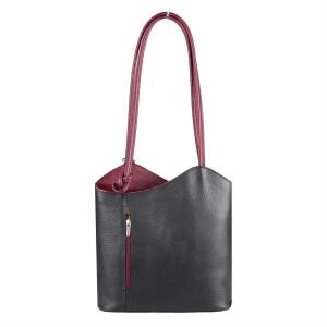 Made in Italy Ledertasche Damentasche 2in1 Handtasche als Rucksack Umhängetasche