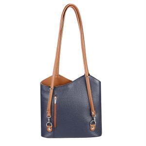 Made in Italy Ledertasche Damentasche 2in1 Handtasche als Rucksack Umhängetasche