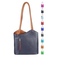 Made in Italy Ledertasche Damentasche 2in1 Handtasche als Rucksack Umhängetasche