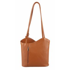 ITAL DAMEN LEDER RUCKSACK Hand-Tasche Daypack Schultertasche Ledertasche Shopper Lederrucksack Cognac