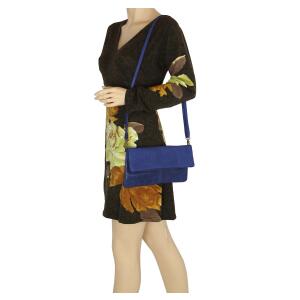 Made in Italy Leder Damen Schultertasche Rindleder Vera Pelle Borsetta Tasche Clutch Schmucktasche Umhängetasche Dunkelblau/Navy