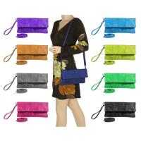 Made in Italy Leder Damen Schultertasche Rindleder Vera Pelle Borsetta Tasche Clutch Schmucktasche Umhängetasche Dunkelblau/Navy