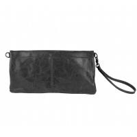 Made in Italy Leder Damen Schultertasche Rindleder Vera Pelle Borsetta Tasche Clutch Schmucktasche Umhängetasche Dunkelblau/Navy
