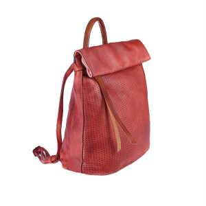 OBC DAMEN LEDER RUCKSACK TASCHE Cityrucksack Schultertasche Handtasche Shopper USED LOOK Daypack Backpack Rot