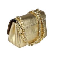 OBC Made in Italy Umhängetasche Ketten Tasche Abendtasche Handtasche Clutch Henkeltasche Überschlagtasche Gold