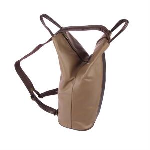 Made in Italy Damen echt Leder Rucksack Backpack Lederrucksack Tasche Schultertasche Ledertasche Nappaleder Taupe-Braun