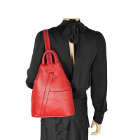 Made in Italy Damen echt Leder Rucksack Backpack Lederrucksack Tasche Schultertasche Ledertasche Nappaleder Taupe-Braun