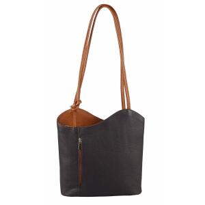 Ital Damen Leder Tasche Rucksack Handtasche Umhängetasche Schultertasche Shopper Henkeltasche Ledertasche Backpack Dunkelbraun