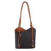 Ital Damen Leder Tasche Rucksack Handtasche Umhängetasche Schultertasche Shopper Henkeltasche Ledertasche Backpack Dunkelbraun
