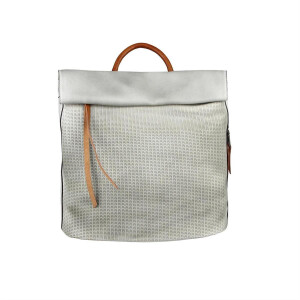 OBC DAMEN LEDER RUCKSACK TASCHE Cityrucksack Schultertasche Handtasche Shopper USED LOOK Daypack Backpack Blogger Handbag Hellgrau V1
