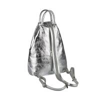 Made in Italy Damen echt Leder Rucksack Backpack Lederrucksack Tasche Schultertasche Ledertasche Nappaleder Silber