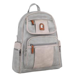 DAMEN RUCKSACK Cityrucksack Tasche Stadtrucksack Backpack Leder Optik Daypack Grau