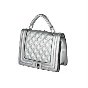 OBC DAMEN METALLIC TASCHE Handtasche SADDLE-BAG Schultertasche Vintage Retro Style Crossbody Bag Umhängetasche Borsetta Clutch CrossOver Silber
