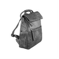 OBC DAMEN LEDER RUCKSACK TASCHE Cityrucksack USED LOOK Schultertasche Handtasche Shopper Blogger Backpack Daypack Grau V1