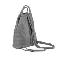 Made in Italy Damen echt Leder Rucksack Backpack Lederrucksack Tasche Schultertasche Ledertasche Nappaleder Taupe.