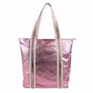 Made in Italy DAMEN METALLIC ECHT LEDER HAND-TASCHE Shopper Schultertasche Tote Bag Umhängetasche Ledertasche Din-A4 Handtasche Beuteltasche