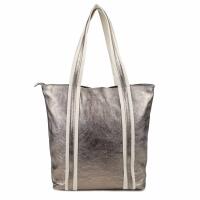 Made in Italy DAMEN METALLIC ECHT LEDER HAND-TASCHE Shopper Schultertasche Tote Bag Umhängetasche Ledertasche Din-A4 Handtasche Beuteltasche